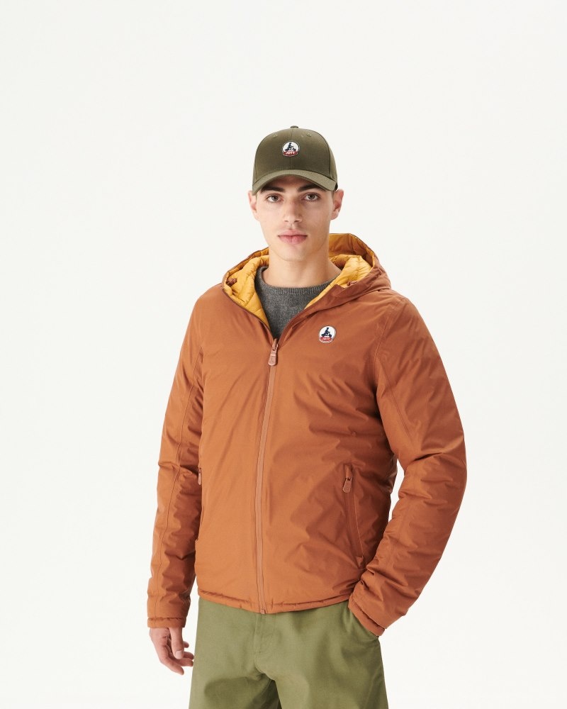 JOTT Bergen Reversible Hooded Muške Donje Jakne Smeđe Boje Senfa | UOW-7739