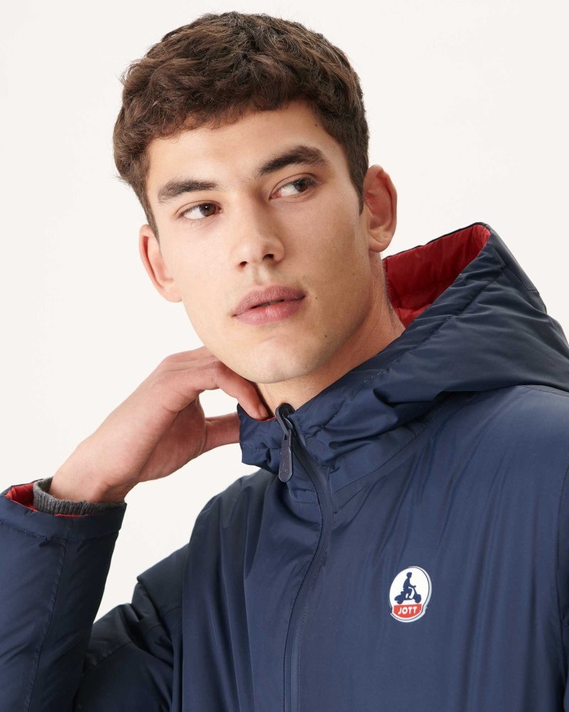 JOTT Bergen Reversible Hooded Muške Donje Jakne Tamnoplave Crvene | ZQW-8306