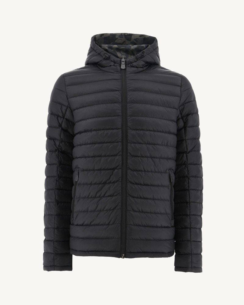 JOTT Bergen Reversible Hooded Muške Pufer Jakne Maskirne Crne | HOB-1784