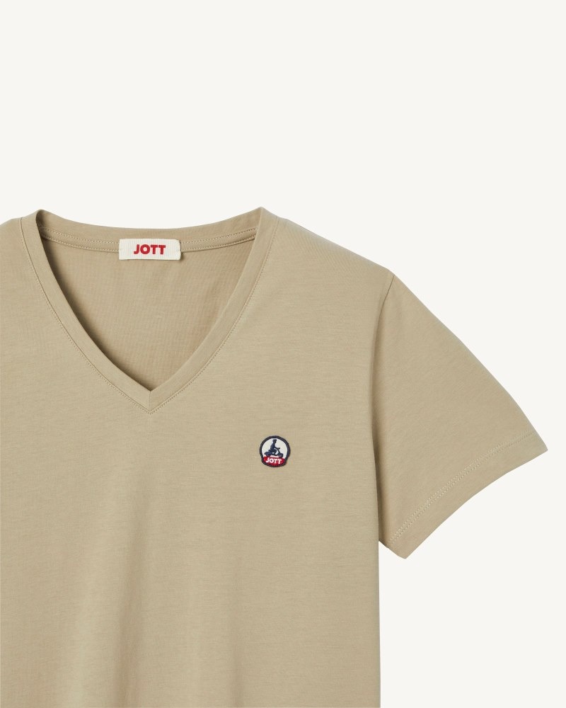 JOTT Cancun Plain V-neck Organic Cotton Ženske Majice Bež | RVA-4982