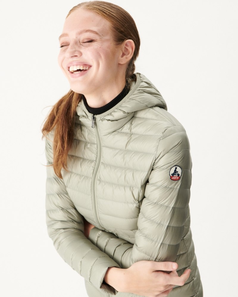 JOTT Cloe Lightweight Hooded Ženske Donje Jakne Sive Zelene | JBA-0807