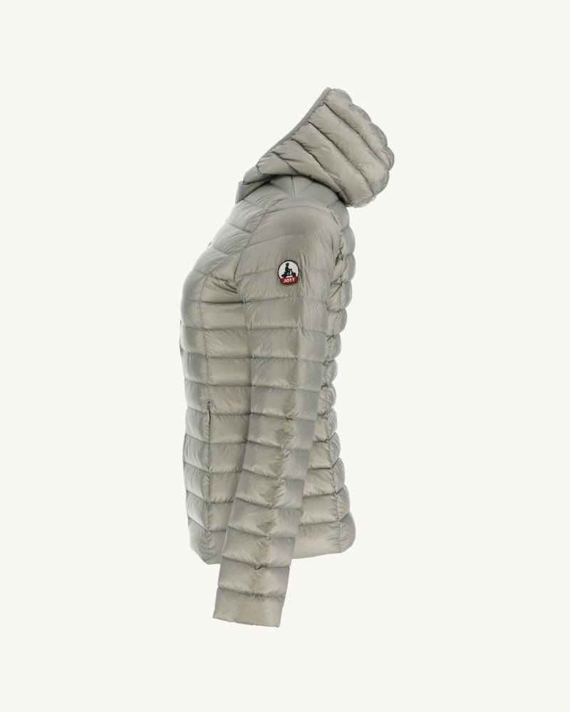 JOTT Cloe Lightweight Hooded Ženske Donje Jakne Sive Zelene | JBA-0807