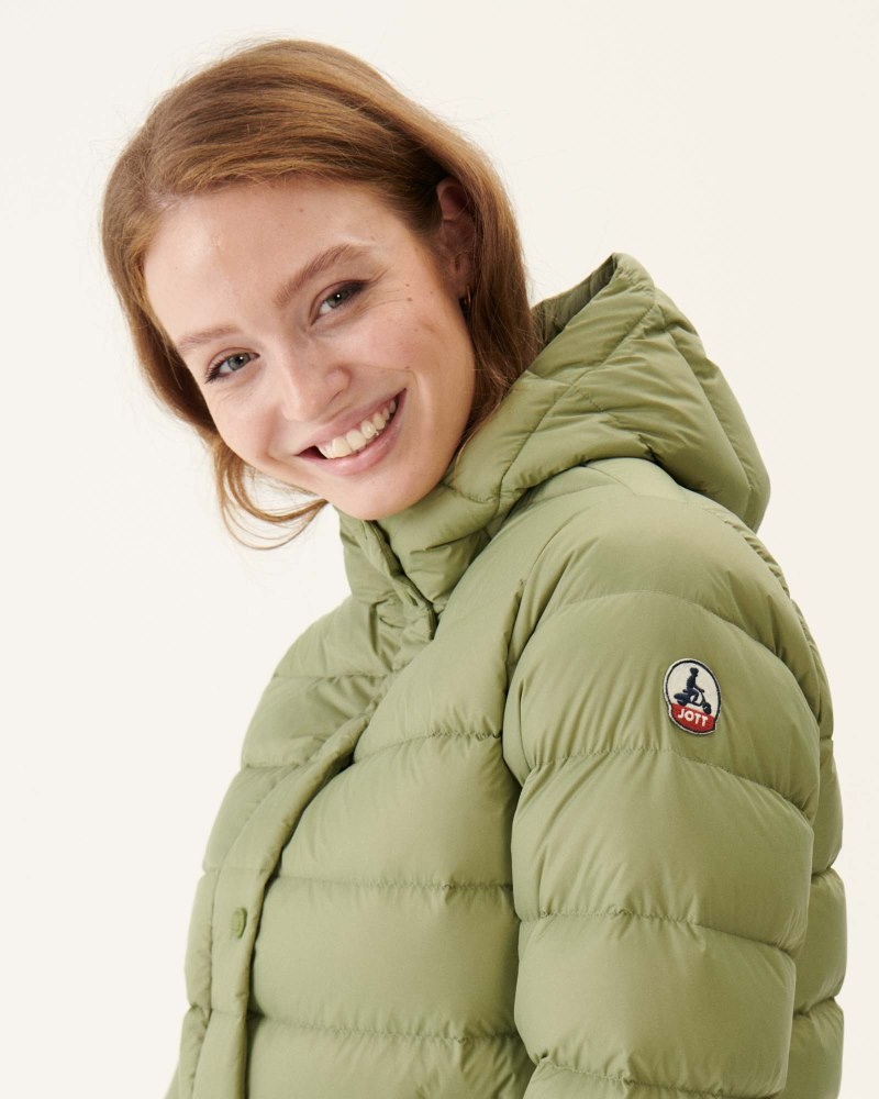 JOTT Jane Ravno Hooded Ženske Donje Jakne Svijetlo Kaki Boja | ELG-5006