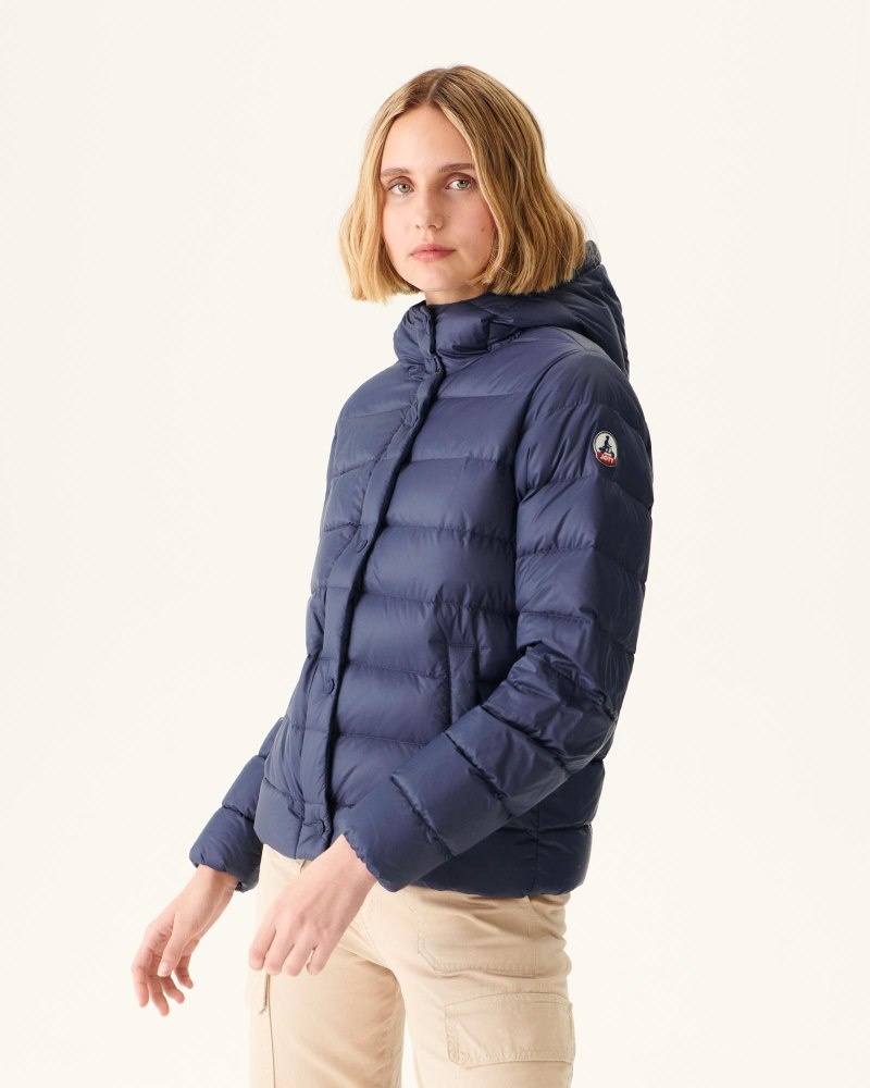 JOTT Jane Ravno Hooded Ženske Pufer Jakne Tamnoplave | XRG-3533