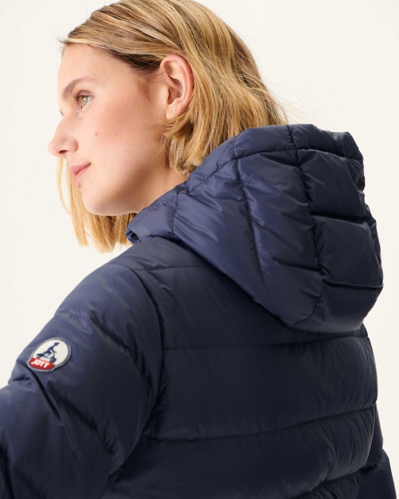 JOTT Jane Ravno Hooded Ženske Pufer Jakne Tamnoplave | XRG-3533
