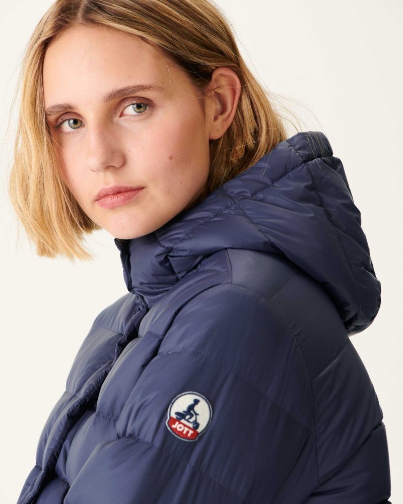 JOTT Jane Ravno Hooded Ženske Pufer Jakne Tamnoplave | XRG-3533