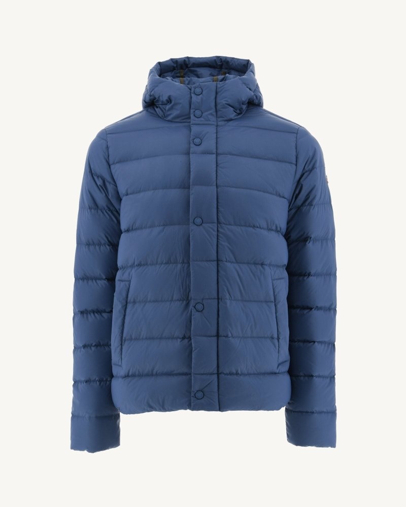 JOTT Jorge Jeans Blue Hooded Muške Pufer Jakne Plave | TSC-4495