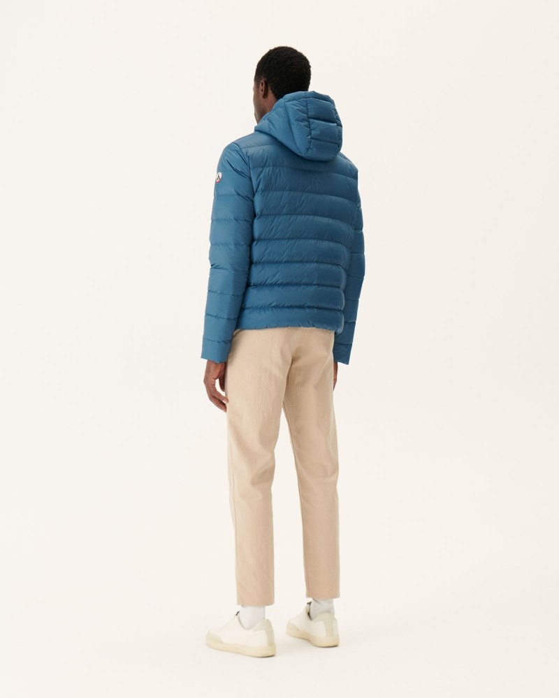 JOTT Jorge Jeans Blue Hooded Muške Pufer Jakne Plave | TSC-4495