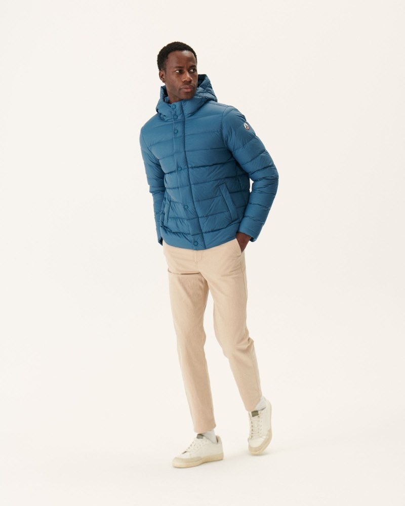 JOTT Jorge Jeans Blue Hooded Muške Pufer Jakne Plave | TSC-4495