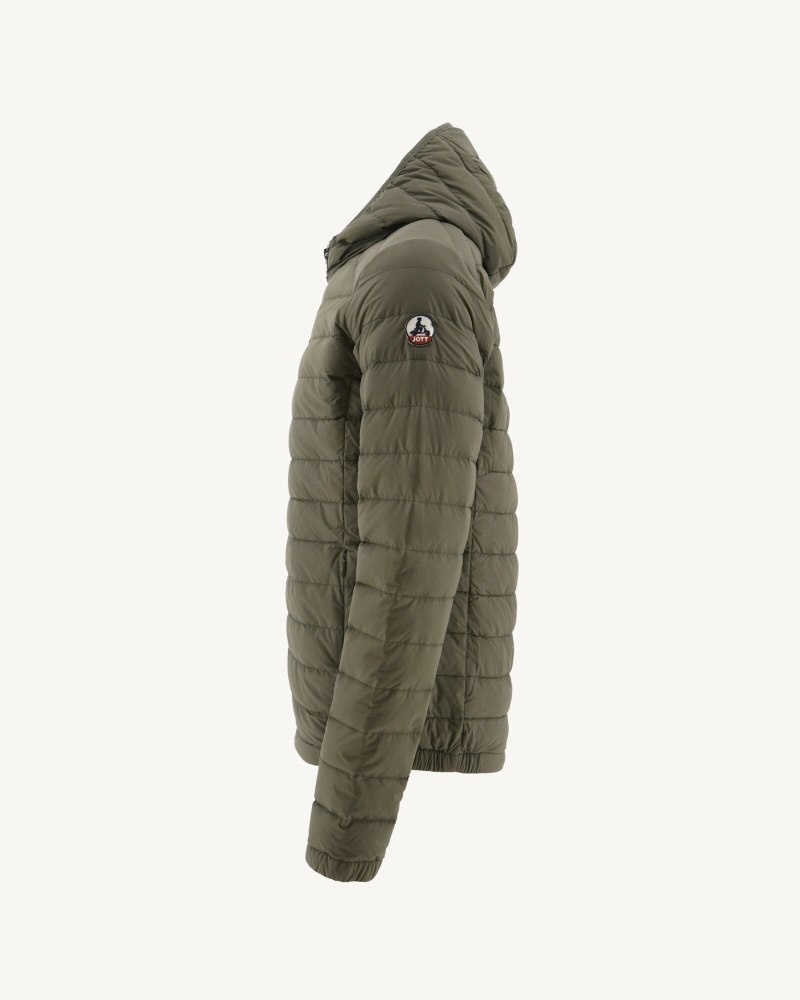 JOTT Lenny Lightweight Hooded Muške Pufer Jakne Maslinasto Zelene | PKQ-1603