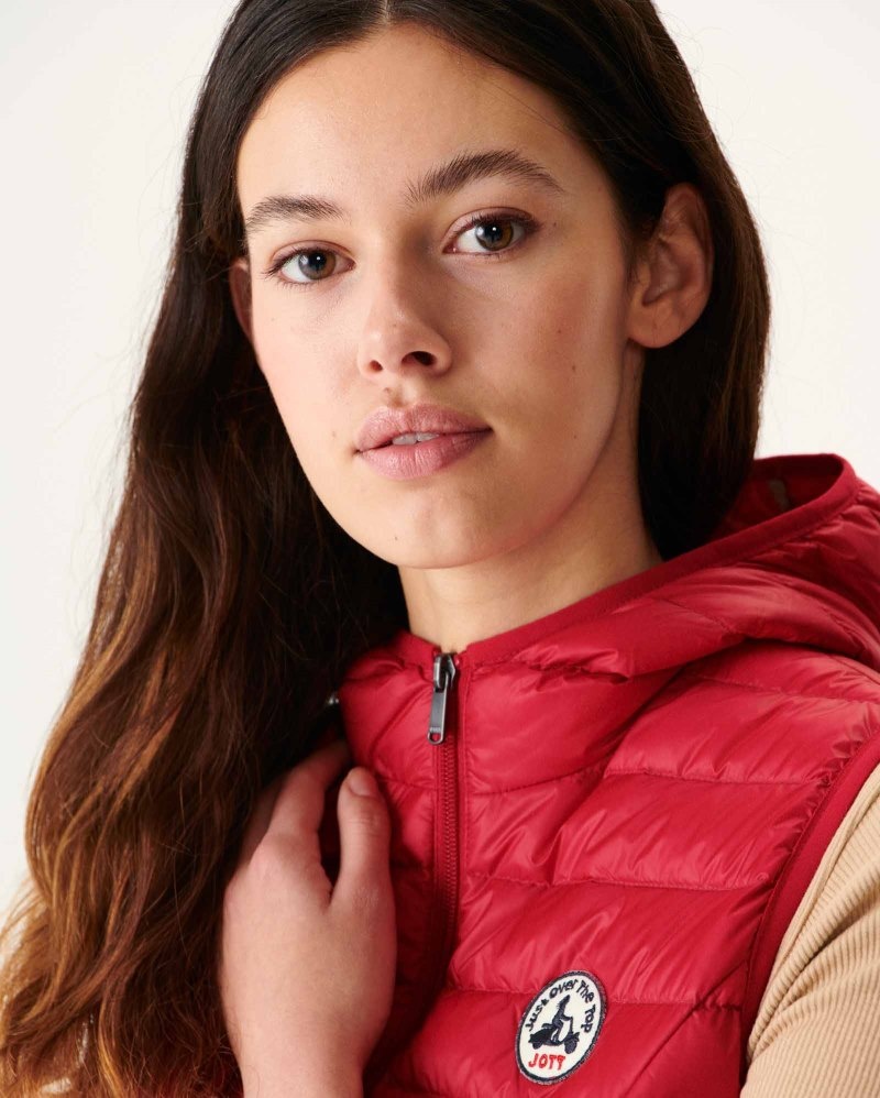 JOTT Mali Light Sleeveless Ženske Podstavljene Jakne Crvene | ZCX-0364