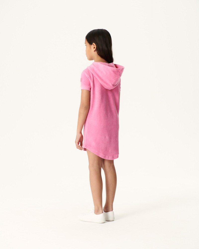 JOTT Mini Hot Pink Hooded Cotton Terry Dječje Haljine Bijele | PUU-9470