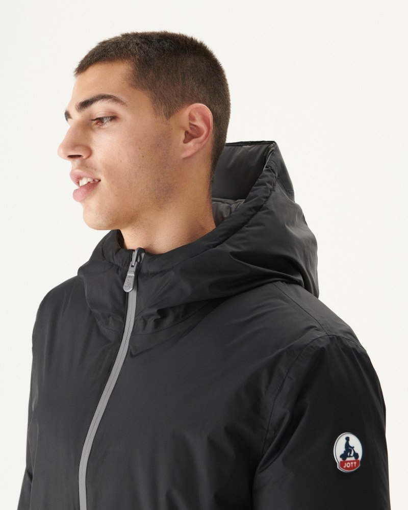 JOTT Toronto Reversible Extreme Cold Hooded Muške Donje Jakne Crne Tamno Sive | VOU-1751