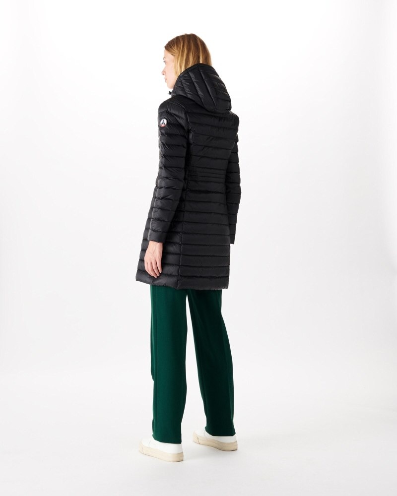 JOTT Vero Long Hooded Ženske Pufer Jakne Crne | KWM-5768