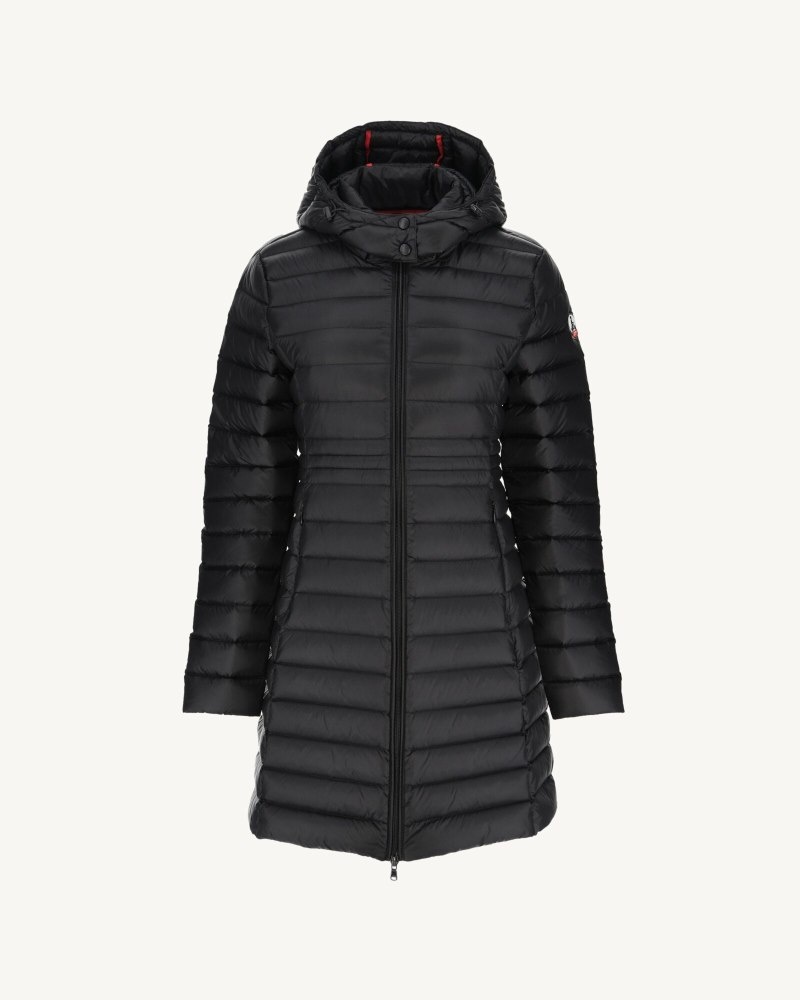 JOTT Vero Long Hooded Ženske Pufer Jakne Crne | KWM-5768