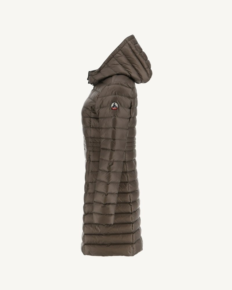 JOTT Vero Long Hooded Ženske Pufer Jakne Sive Smeđe | AXF-3344