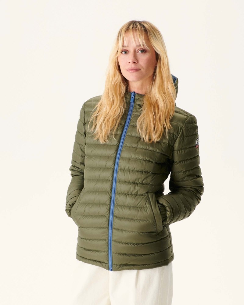 JOTT Vienna Reversible Hooded Ženske Donje Jakne Plave Maslinasto Zelene | GJF-4986