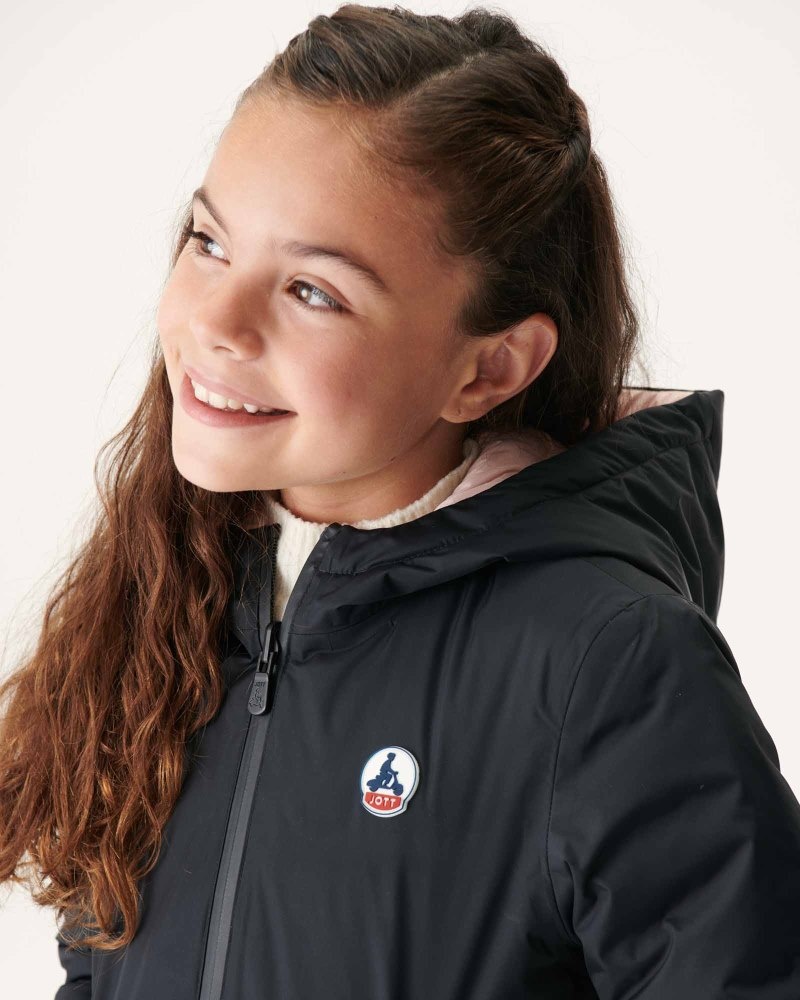JOTT Zurich Reversible Hooded Dječje Donje Jakne Crne Svijetlo Roze | WLK-3775